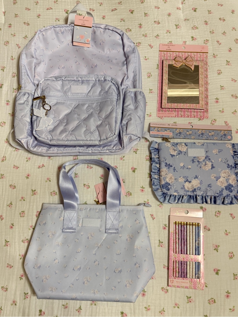 NWT Loveshackfancy x Target light blue floral backpack, lunch tote & more!